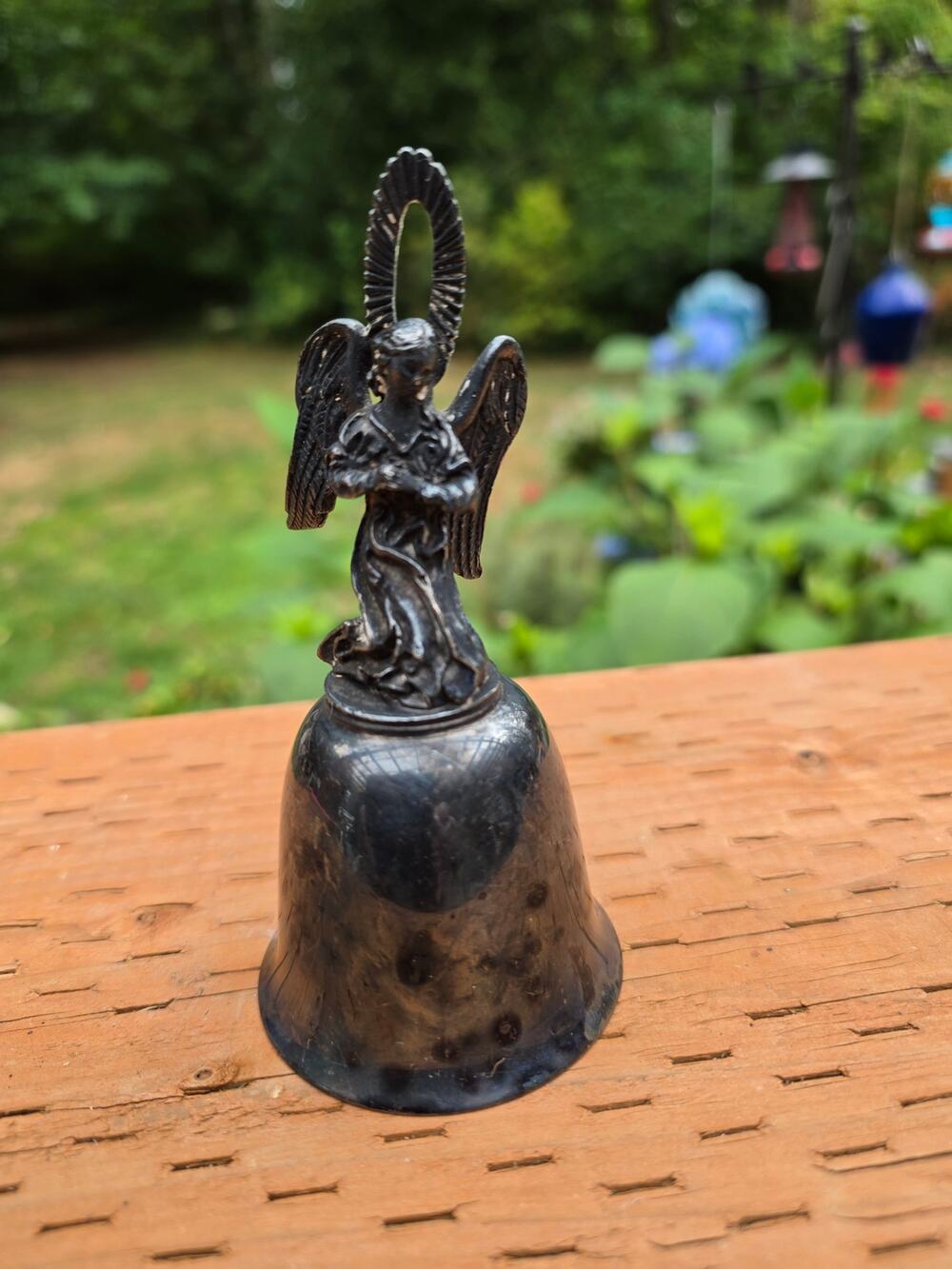 Vintage 1975 Danbury Mint Silverplated Christmas Angel Bell Praying Holiday